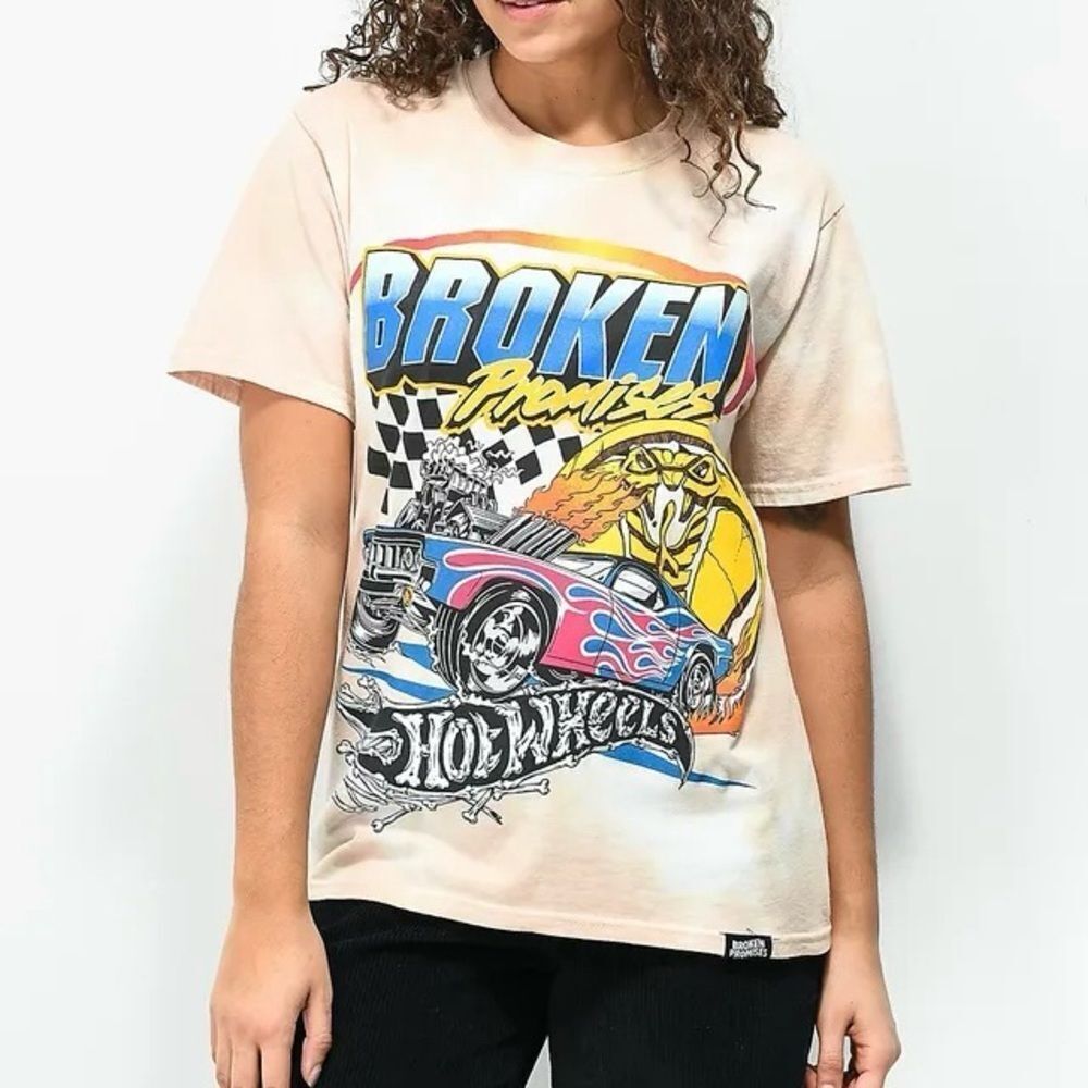 Broken Promises x Hot Wheels Heart Race Peach Tie Dye T-Shirt Size Medium